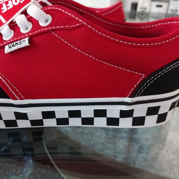 Mens Red Blk Checkered Vans Sz 8 Men NWT - Picture 4 of 10